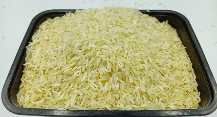 Raw white rice background. Close up