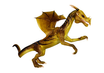 3D Rendering Fairy Tale Dragon on White