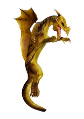 3D Rendering Fairy Tale Dragon on White