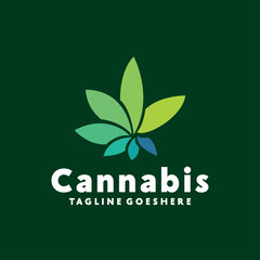 Cannabis logo design vector template with Colorful Concept style. Leaf Symbol and Organic icon for Company And Business.