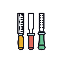 Rasp Tools Vector  Icon Filled Outline Style Illustrations 