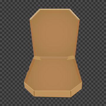 realistic pizza box on transparent background 