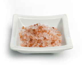 Natural coarse salt in in a bowl