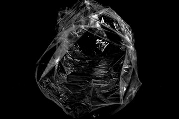 white plastic Bag on black background