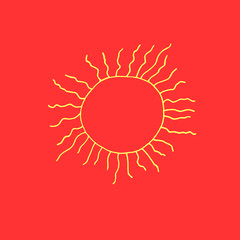 Sun, star, planet, space object. Design element, icon on the theme of sky, art, space. Doodle simple primitive illustration