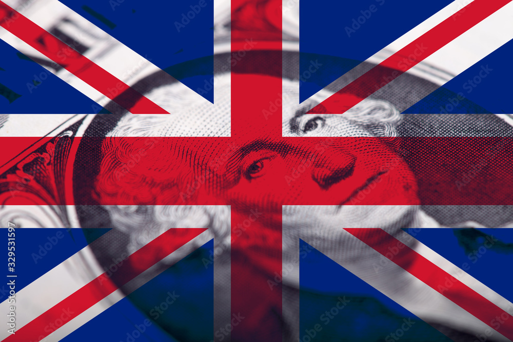 Poster flag of great britain with texture. template for design