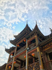 Fototapeta premium Traditional Asia Chinese architecture garden temple and tower in daytime