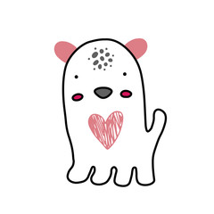 Cute cartoon animal vector illustration. Abstract icon for baby posters, art prints, fashion apparel or stickers.