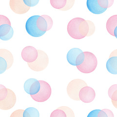seamless repeat pattern with watercolor bubbles, bright and happy pattern design for backgrounds, wrapping projects, wallpaper, fabric or party poster, geometric surface pattern design