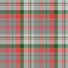 Seamless pattern in great gray, red and dark green  colors for plaid, fabric, textile, clothes, tablecloth and other things. Vector image.