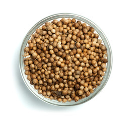 Dried coriander in a bowl