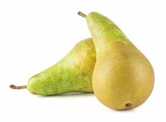 Fresh green pear isolated on white background.