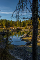 The Double Lakes in Valley of the Triglav Lakes throw trees