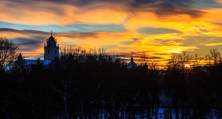 Naklejka premium Sunset in the city