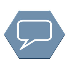 Fototapeta premium Blaues Sechseck zeigt Sprechblasen Icon