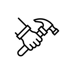 Hammer Vector Icon Line Style Illustrations 