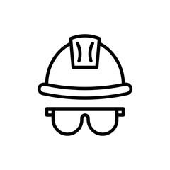Safety Hat Vector Icon Line Style Illustrations 