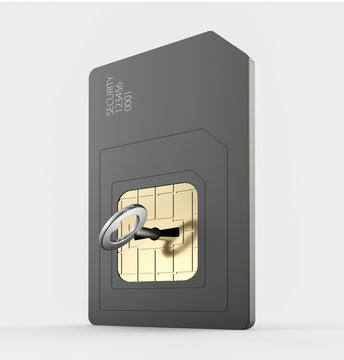 3d render of simcard protection concept, isolated white