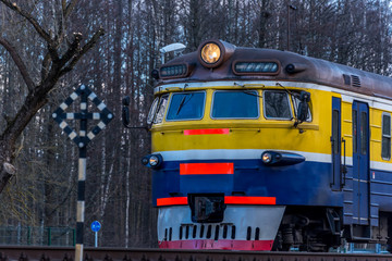 Naklejka premium Old Soviet Era Electric Train in Riga Latvia
