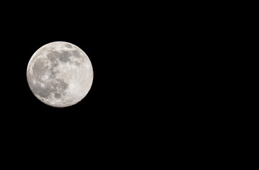 Closeup of a Full Moon in a Black Sky