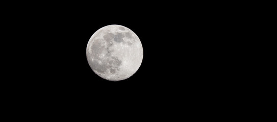 Closeup of a Full Moon in a Black Sky