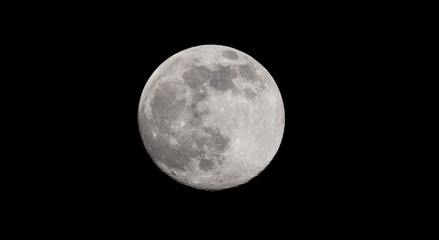 Closeup of a Full Moon in a Black Sky