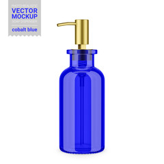 Blue glass soap dispenser bottle mockup template.
