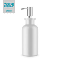 Glossy white soap dispenser bottle mockup template.