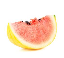 Fresh yellow watermelon isolated on white background.