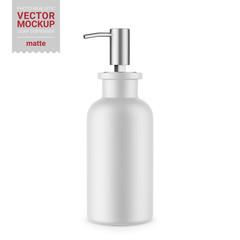 Matte white soap dispenser bottle mockup template.