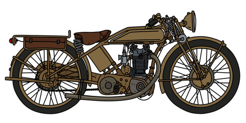 Fototapeta premium The hand drawing of a vintage sand military motorcycle
