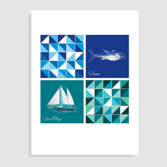 Sea trip catalog. Vector illustration.