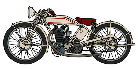 The hand drawing of a vintage cream elegance motorcycle