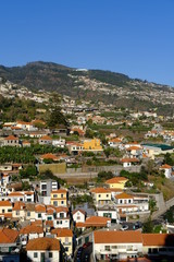 Fototapeta na wymiar Funchal hillsides and houses, Fuchal, Madeira, Portugal