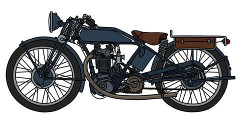 The hand drawing of a vintage dark motorcycle