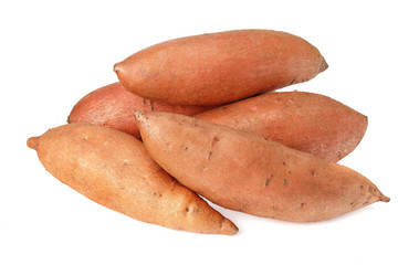Sweet potatoes isolated on a white background