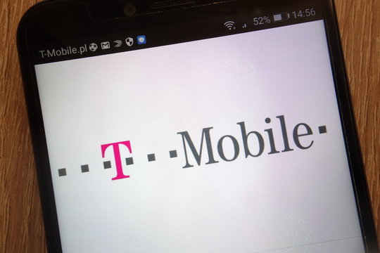 KONSKIE, POLAND - SEPTEMBER 01, 2018: T-Mobile logo displayed on a modern smartphone