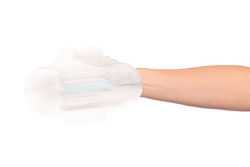 female hand isolated on white background holding pad - female care - Image