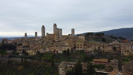 Fototapeta na wymiar sky view of the san gimignano in italy
