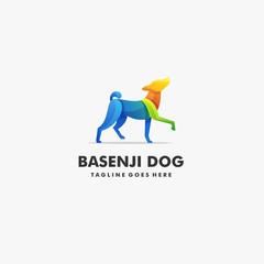 Vector Logo Illustration Dog Pose Gradient Colorful Style.