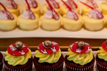 Various Delicious Easter sweets on display in buffet lineor shop