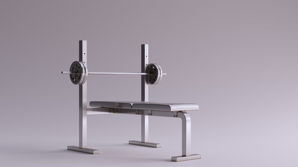 Silver Flat Weight Bench 3d illustration 3d render	