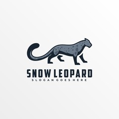 Vector Logo Illustration Snow Leopard Mascot Cartoon Style.