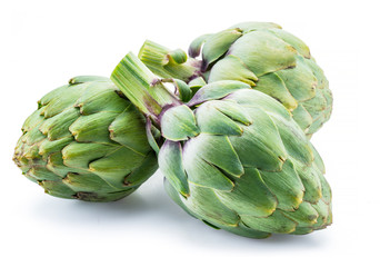 Obraz premium Artichoke flower edible buds isolated on white background.
