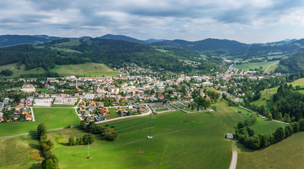 Beautiful panoramic view of Hainfeld town in Lower Austria.