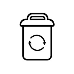arrows recycle symbol in waste bin line style