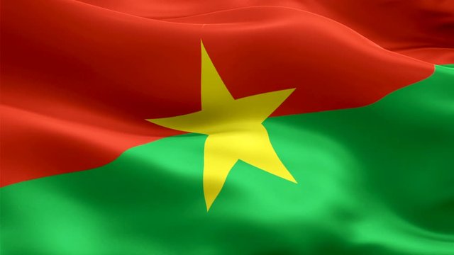 Burkina Faso flag Motion Loop video waving in wind. Realistic &lrm;Burkina Faso Flag background. Burkina Faso Flag Looping Closeup 1080p Full HD 1920X1080 footage. Burkina Faso asia country flags footage 