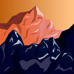 Mountain peaks at sunset. Illustration with a gradient.