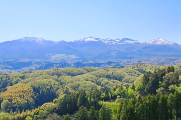 Obraz premium 霞ヶ城天守台からの眺め（福島県・二本松市）