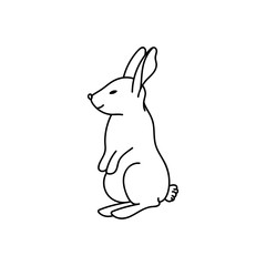 White and black Rabbit. Coloring book. silhouette